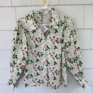 Batsheva x Laura Ashley Strawberry Field Button Down Shirt size 0 NWT NEW
